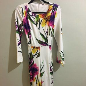 Multi-Colored Long Sleeve Fitted Dress - Item#25